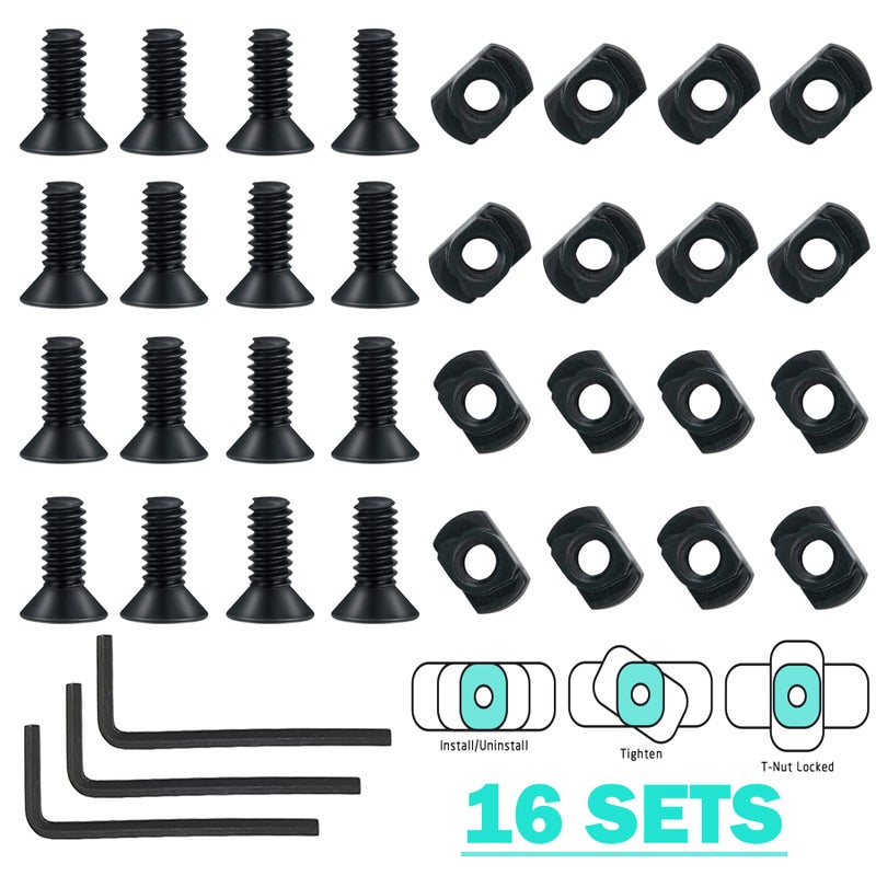Pecawen 16 Pack M5 T-Nut Screw Replacement Sets,Compatible with Rail Mount, with Thread Locking Screws, Wrench and Nuts, Hardware for Standard Rail Systems (16 x Screws, 16 x Nuts and 3 x Wrench)â€¦ - Image 2